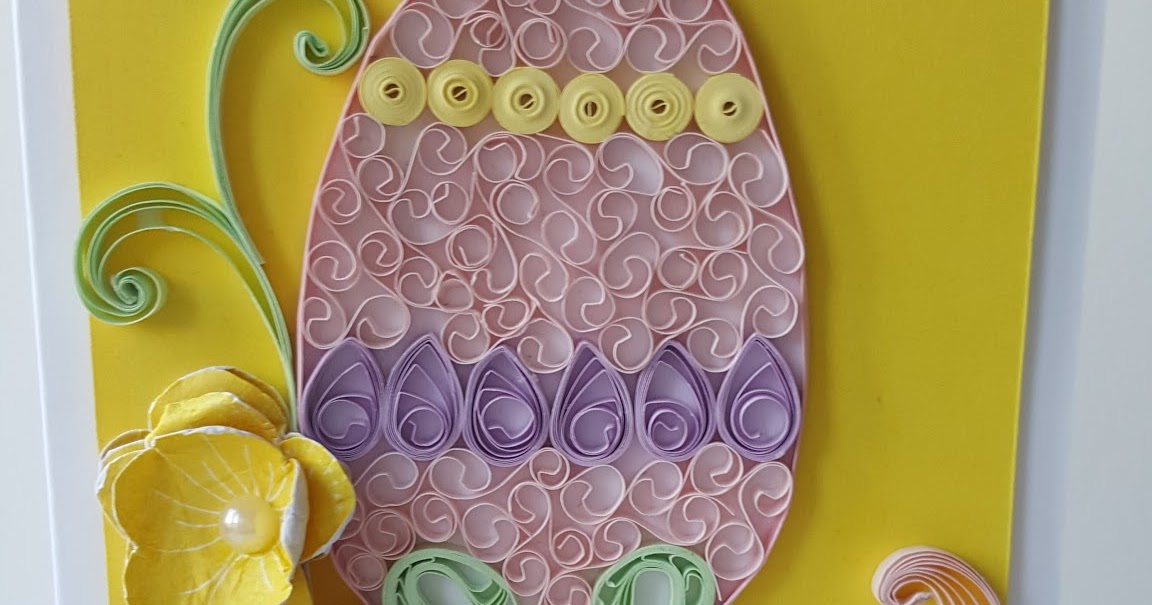 Quilled egg Spring Easter card with stamped flowers