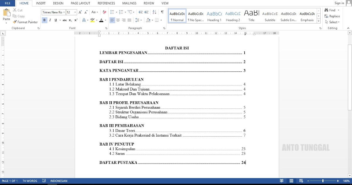 Contoh Laporan Word