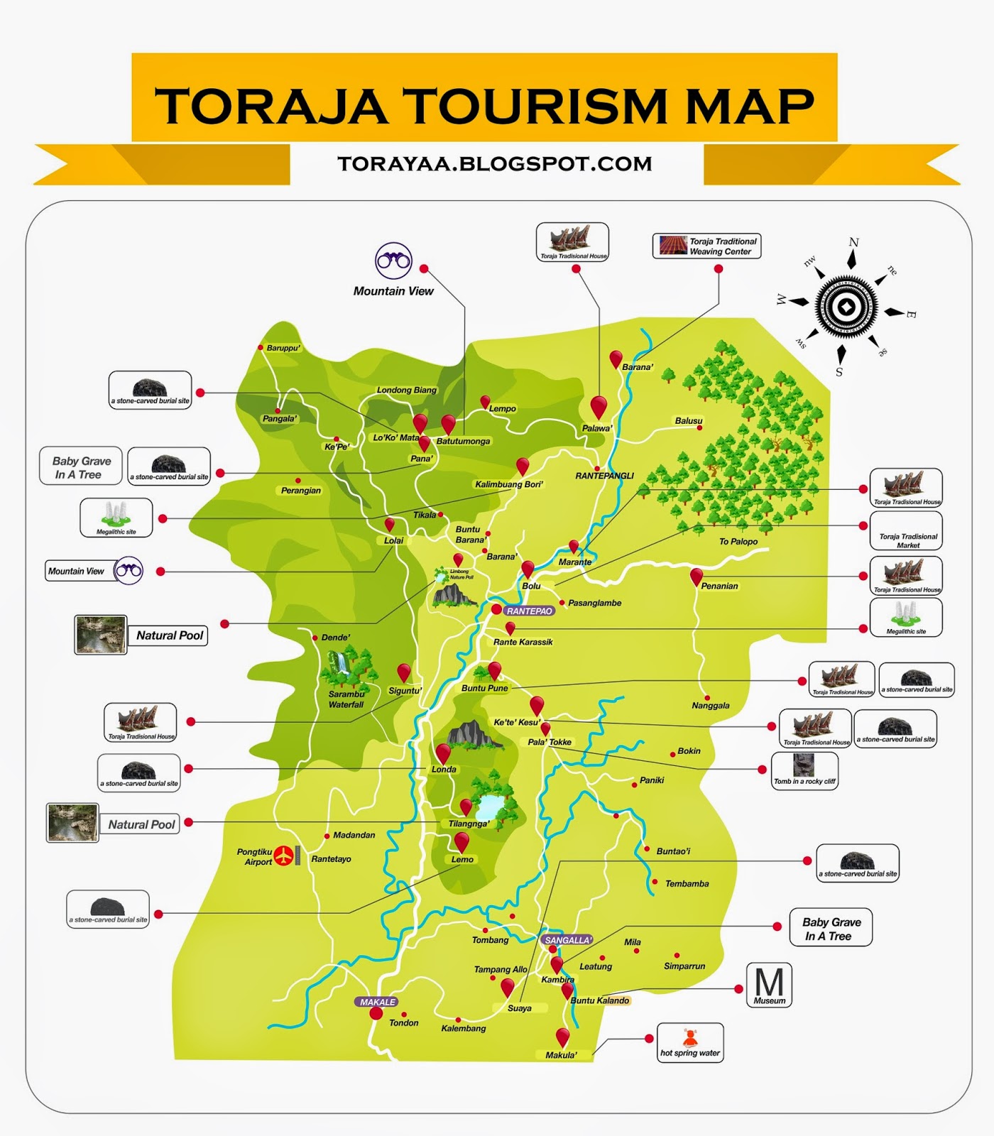 peta wisata tana toraja