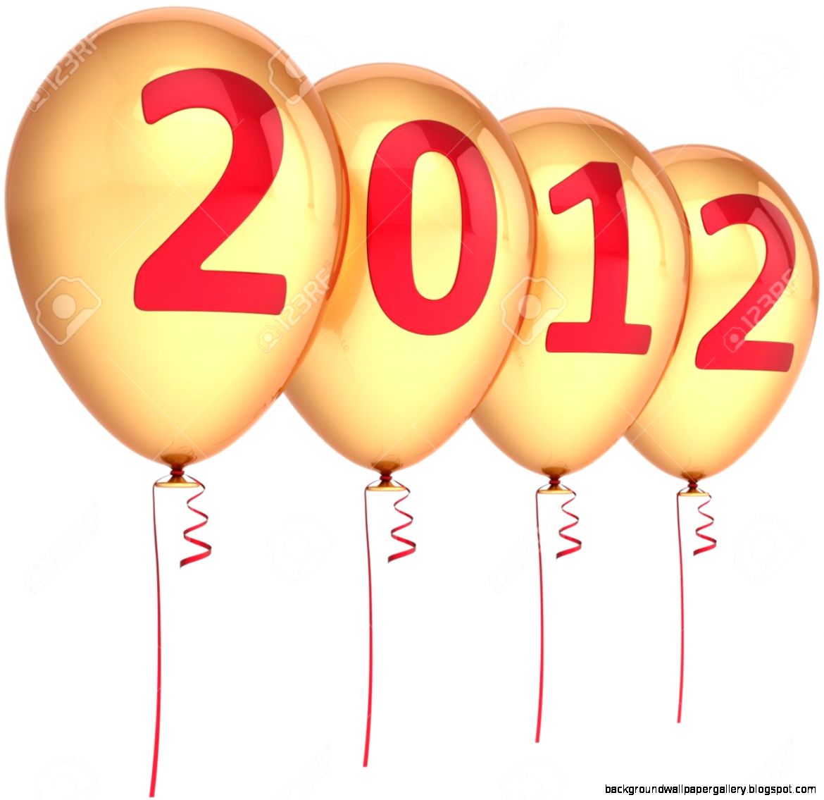 New 2012 Year Balloons Party Decoration Golden With Red Text