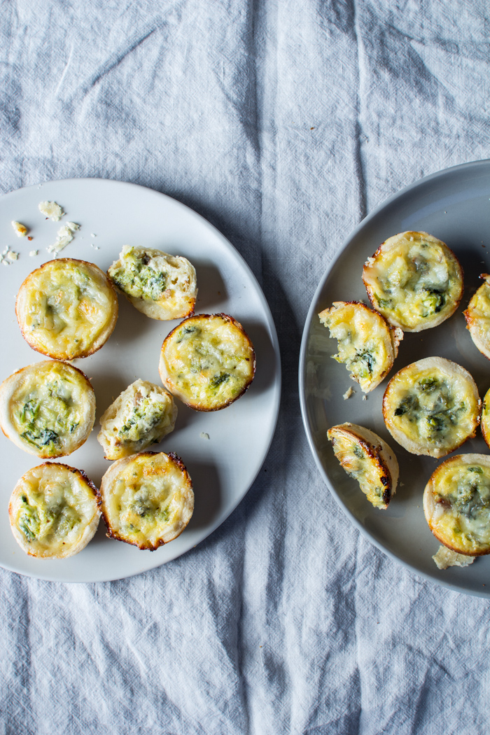 Flourishing Foodie Cheesy Broccoli Rabe and Mushroom Mini Quiches