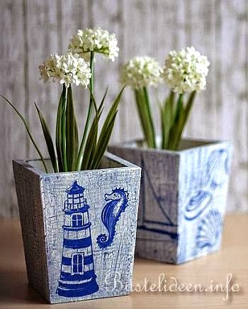 decoupaged flower pots