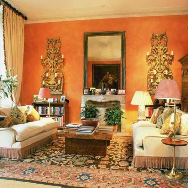 Modern orange color in the living room?