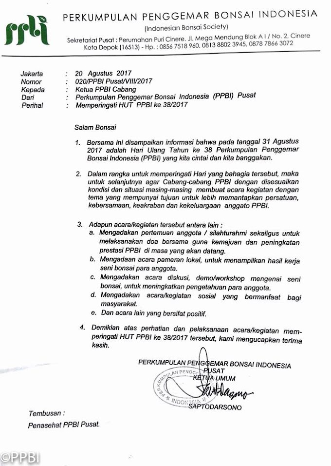 HUT KE 38   PPBI PUSAT HIMBAU SELURUH PENGURUS DAN ANGGOTA SE INDONESIA