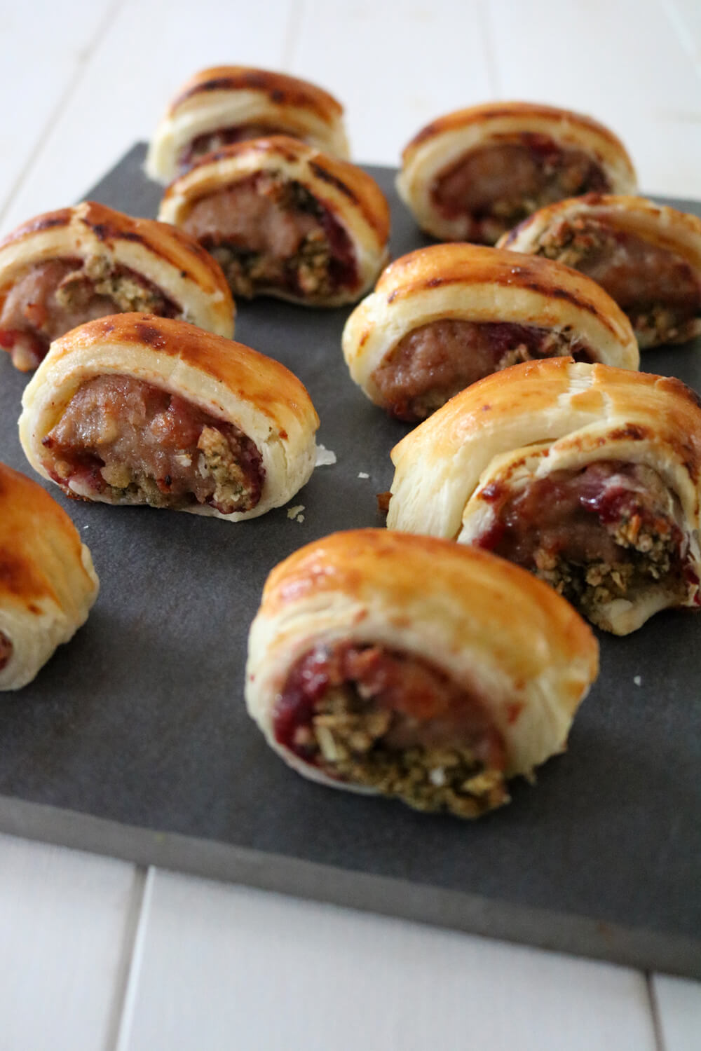 Cranberry and Stuffing Sausage Rolls | Hungry Little Bear