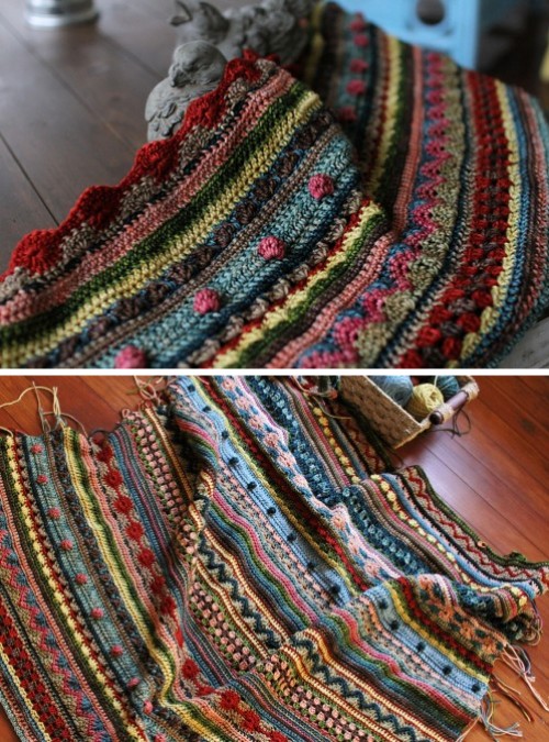 Mixed Stitch Stripey Blanket - Free Pattern 