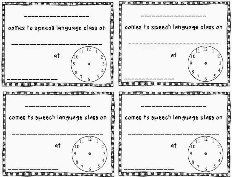 Speech Time Reminder Cards Sparklle SLP