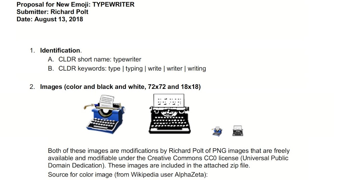 The Typewriter Revolution blog There will be no typewriter emoji