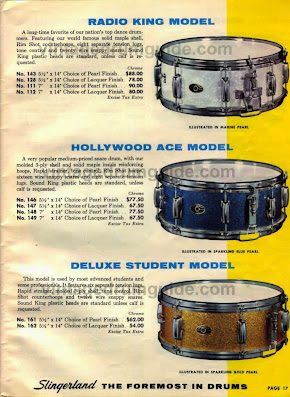 Wood snare drums from 1964 Slingerland catalog
