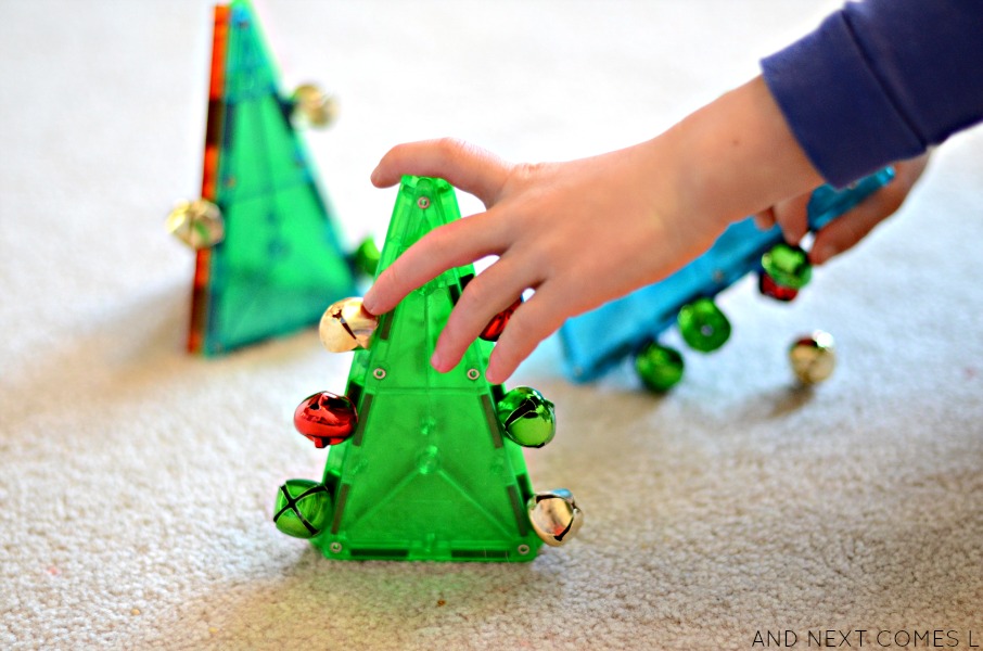 Christmas STEM Activity for Kids with MagnaTiles & Jingle Bells And
