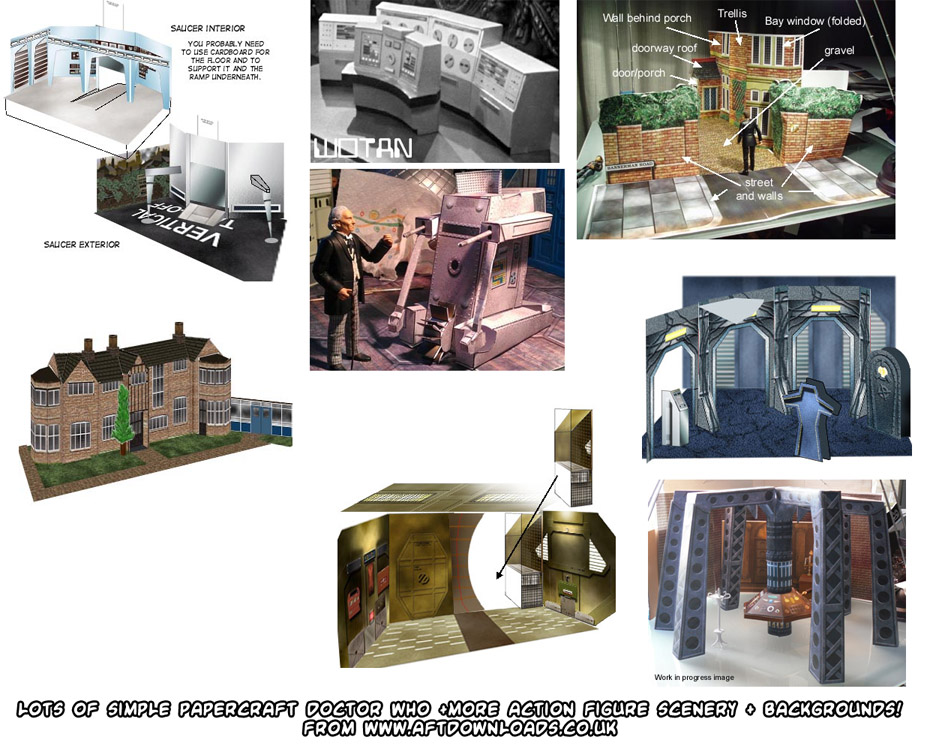Ninjatoes' papercraft weblog: Papercraft Dr. Who +more action figure  scenery and background sets!