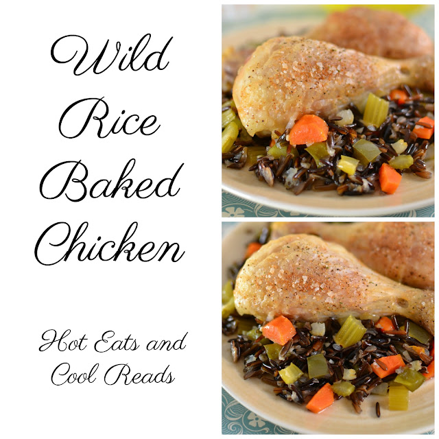 A delicious wild rice and vegetable blend including carrots, celery, green bell peppers and onions! The chicken is roasted perfectly and this recipe is healthier too since it's made with NO cream soups! Wild Rice Baked Chicken Recipe from Hot Eats and Cool Reads