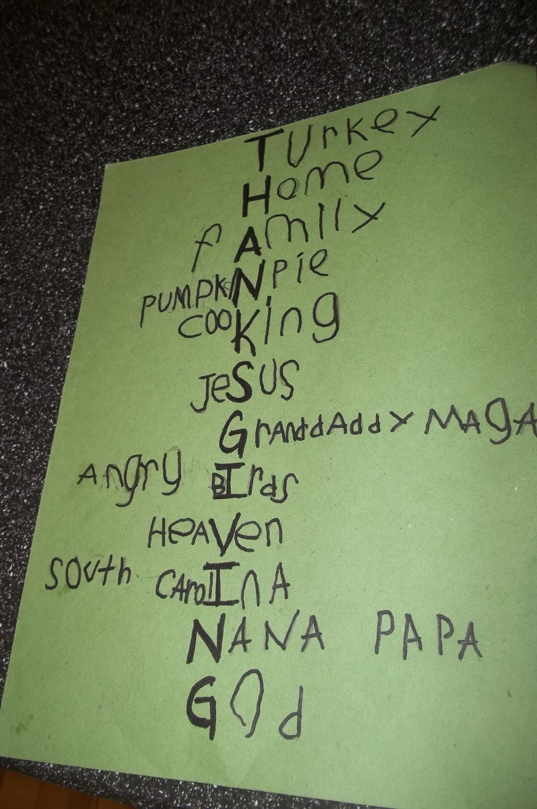 The Lone Tater: Thanksgiving Acrostic Style