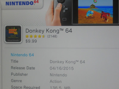 Donkey Kong 64 Wii U eShop page information