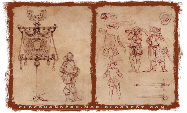 Diseños para varias miniaturas de los tercios o el imperio de Gamezone, en escala warhammer fantasy, diseñadas y dibujadas por ªRU-MOR
