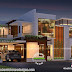 5 bedroom contemporary house night view rendering