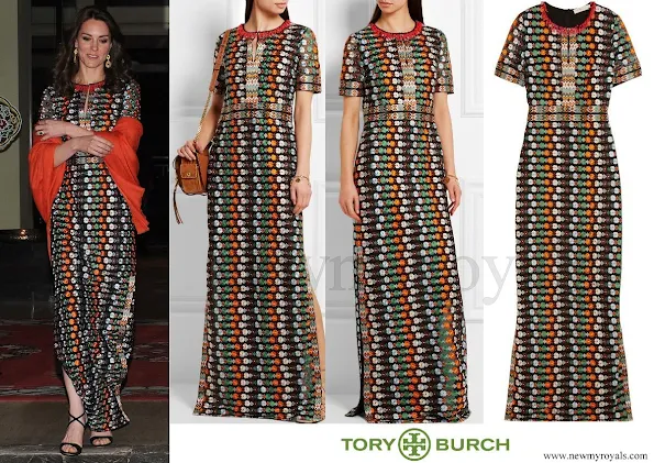 Kate Middleton wore Tory Burch Floral Mesh Gown