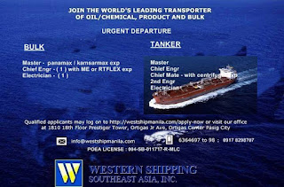 Maritime vacancies for filipino seaman rank officers, engineers, ratings work at bulk carrier, tanker ship deployment November - December 2018