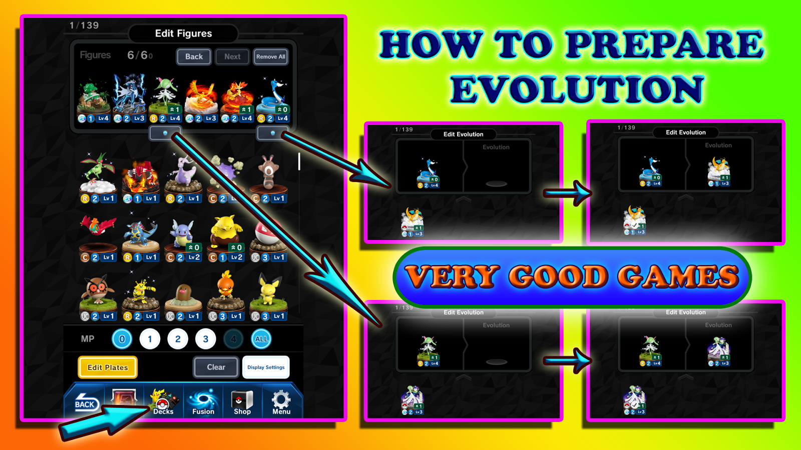 A Pokemon Duel tutorial about evolution of Pokemon figures in the Pokemon Duel game - read on the blog for gamers Very Good Games