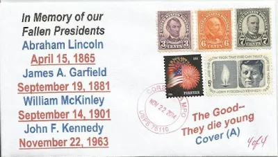selos comemorativos dos presidentes dos EUA assassinados