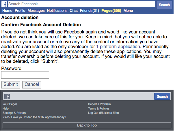 Delete Facebook Permanently Screenshot
