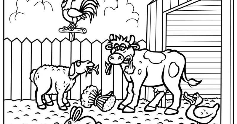 printable cow sheep hen rabbit duck animal farm coloring page for kids  didicoloring - Didi coloring Page