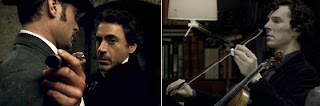 Robert Downey Jr and Benedict Cumberbatch as Sherlock Holmes