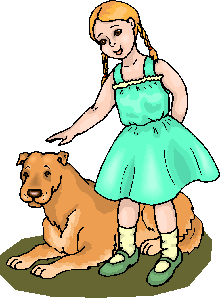 clip art of girl and dog - photo #1