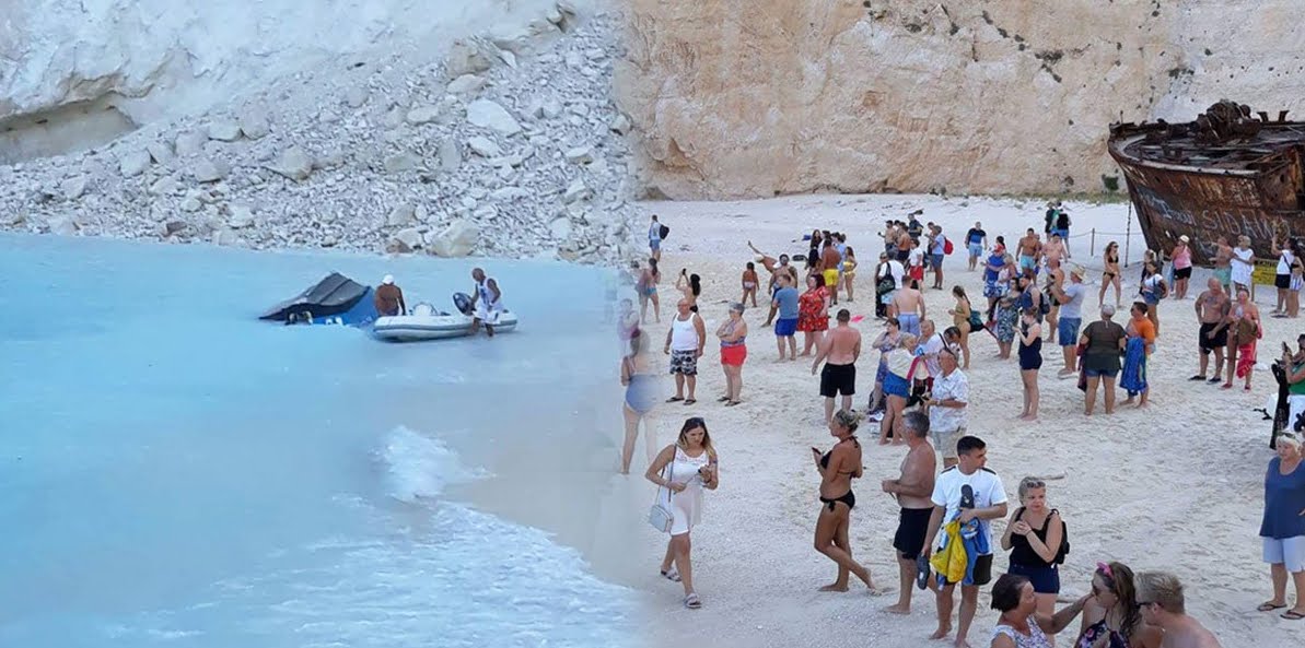 Zante (Grecia): Frana la scogliera sulla spiaggia del Navagio.