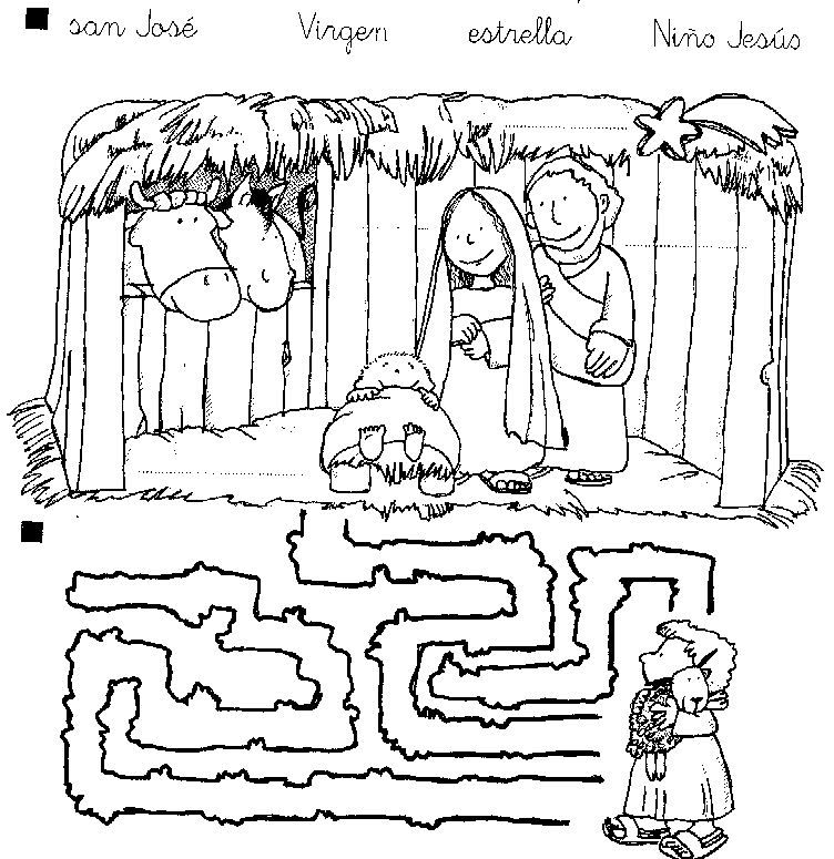 Laminas de La Biblia Para Colorear ,Imprimir y Recortar.: El Nacimiento