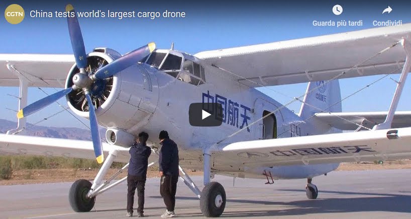 Il più grande aereo del mondo da trasporto senza pilota testato in Cina [VIDEO].