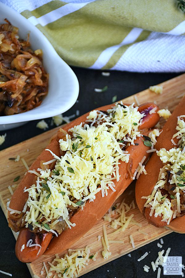 French Onion Hot Dogs | by Life Tastes Good #LTGRecipes