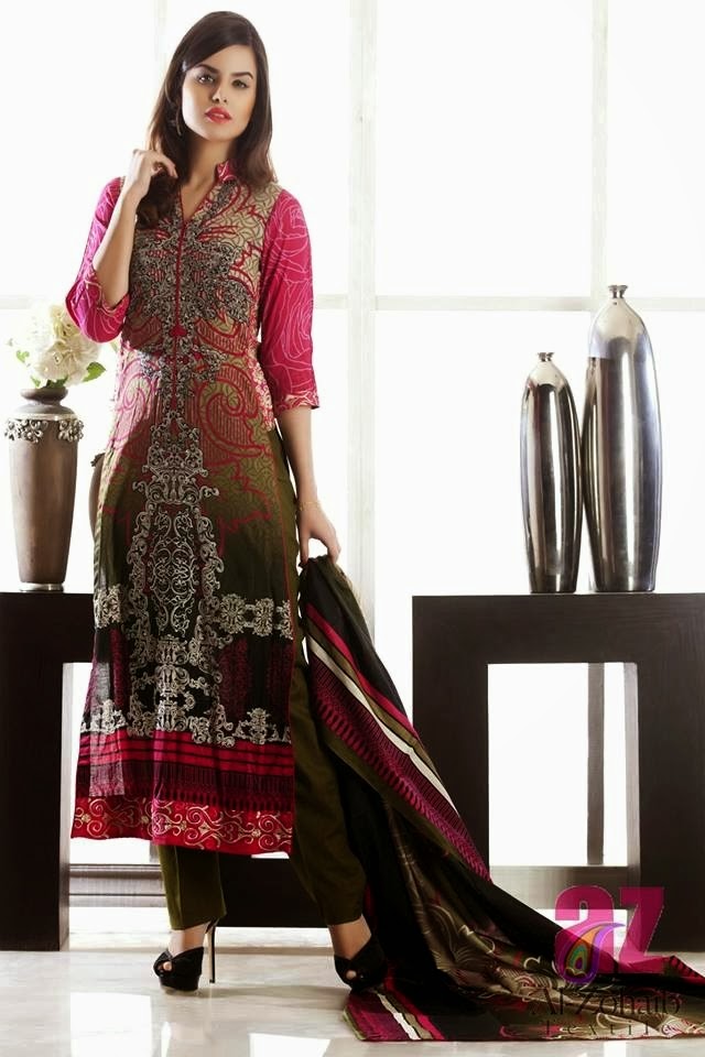 latest lawn dresses 2014: Best Long Frock for Grils