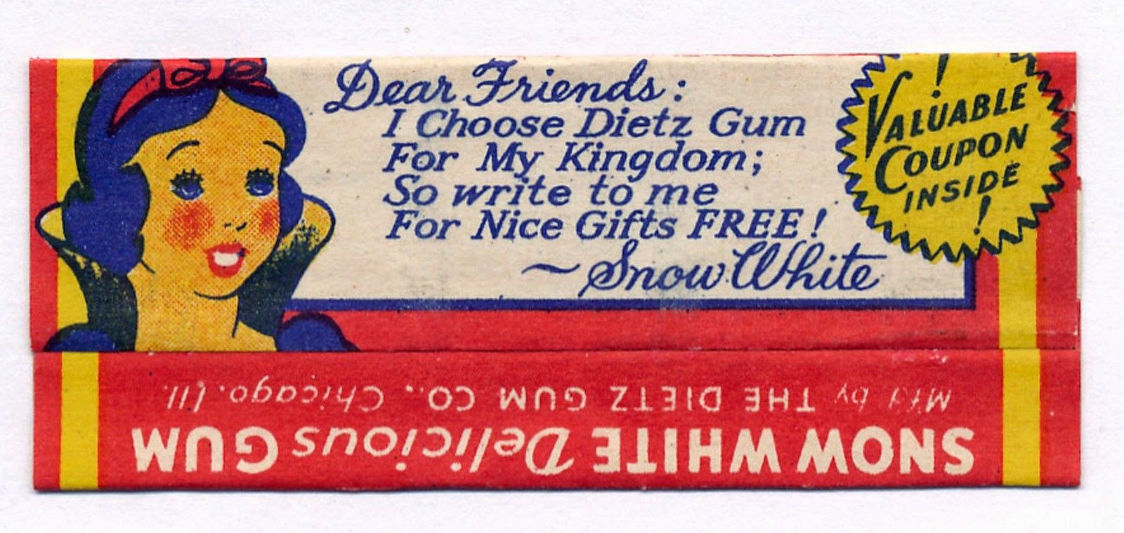 Filmic Light - Snow White Archive: Vintage Snow White Chewing Gum by Dietz