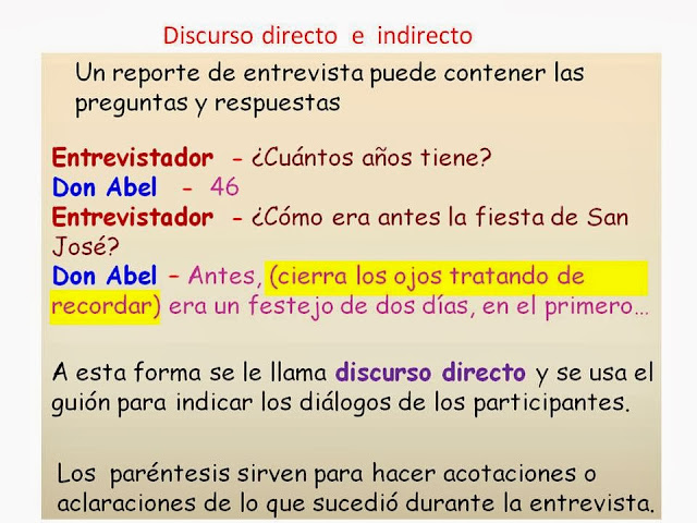 BIENVENIDOS AL BLOG RECURSOS PARA LA PRIMARIA: Discurso Directo e
