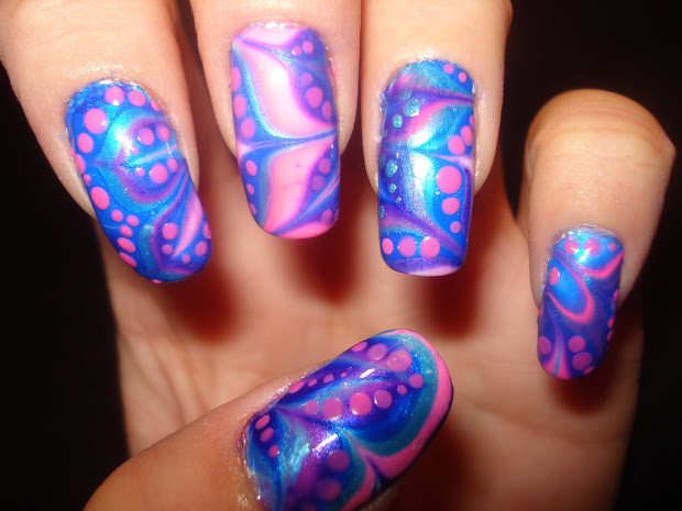 creative water marble nail art