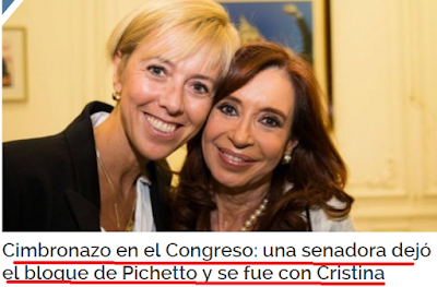 Una senadora deja el bloque de pichetto y se incorpora al de cfk en el senado