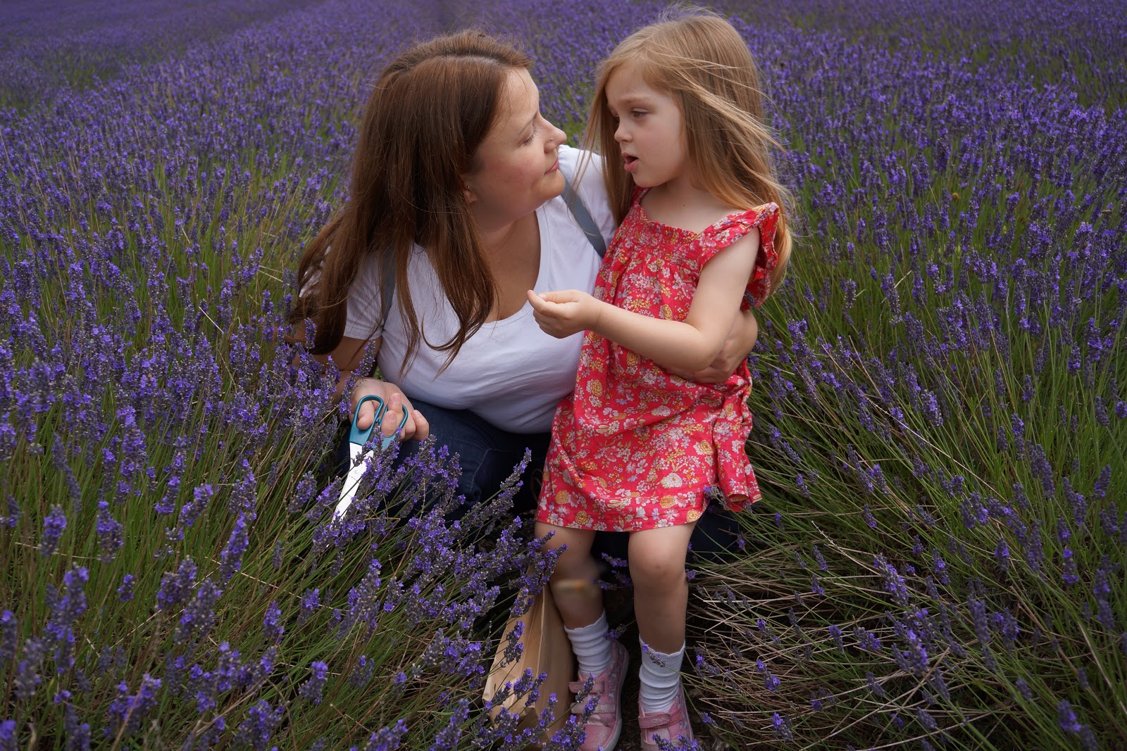 mum and daughter at a lavender field