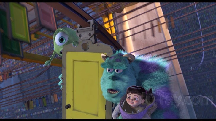 Com One human, Boo from Monsters Inc. starts to realize what's happening.  She uses the doors, (I's why you can see a unlocking the ability to travel  wood carving of Sully through