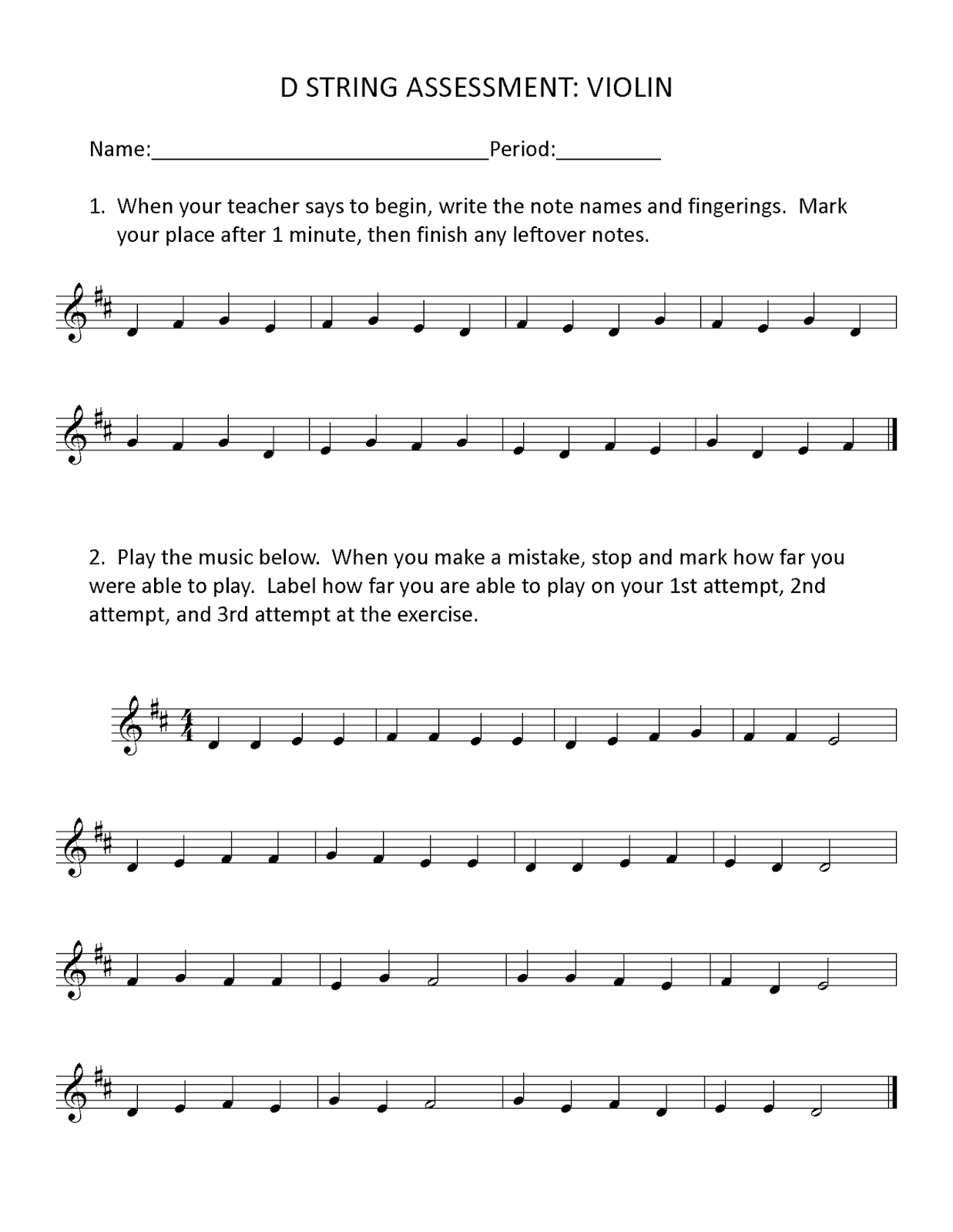 Orchestra Classroom D String Assessment