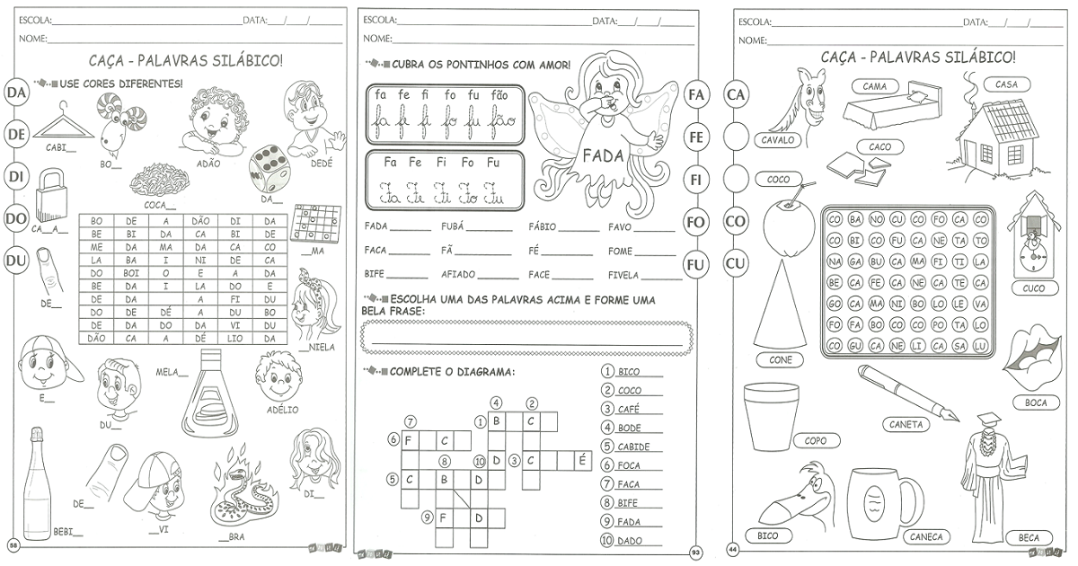 Colorindo desenhos com a vogal A - Atividade Educativa para Pré-Escola (4 e  5 anos)