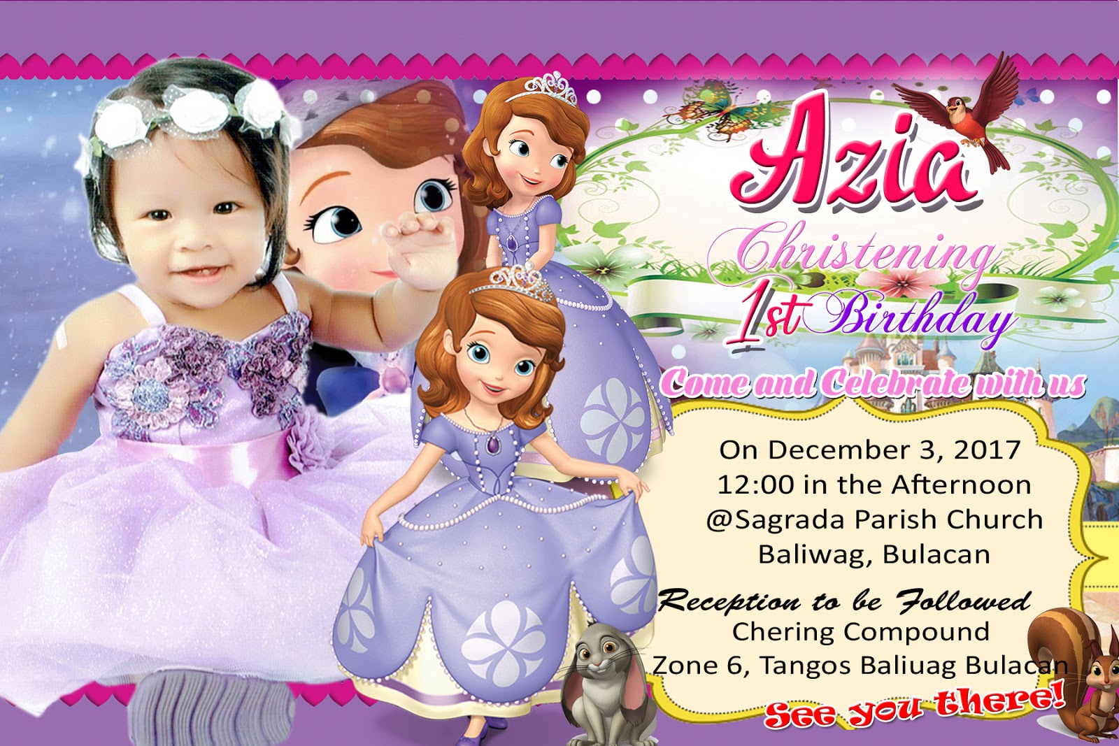 Purple Sofia The First Sample Invitation Design Get Layout Sample Invitation Design