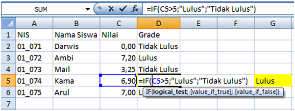 Fungsi IF Tunggal Pada Ms Excel Sekilas Ilmu Duniaku