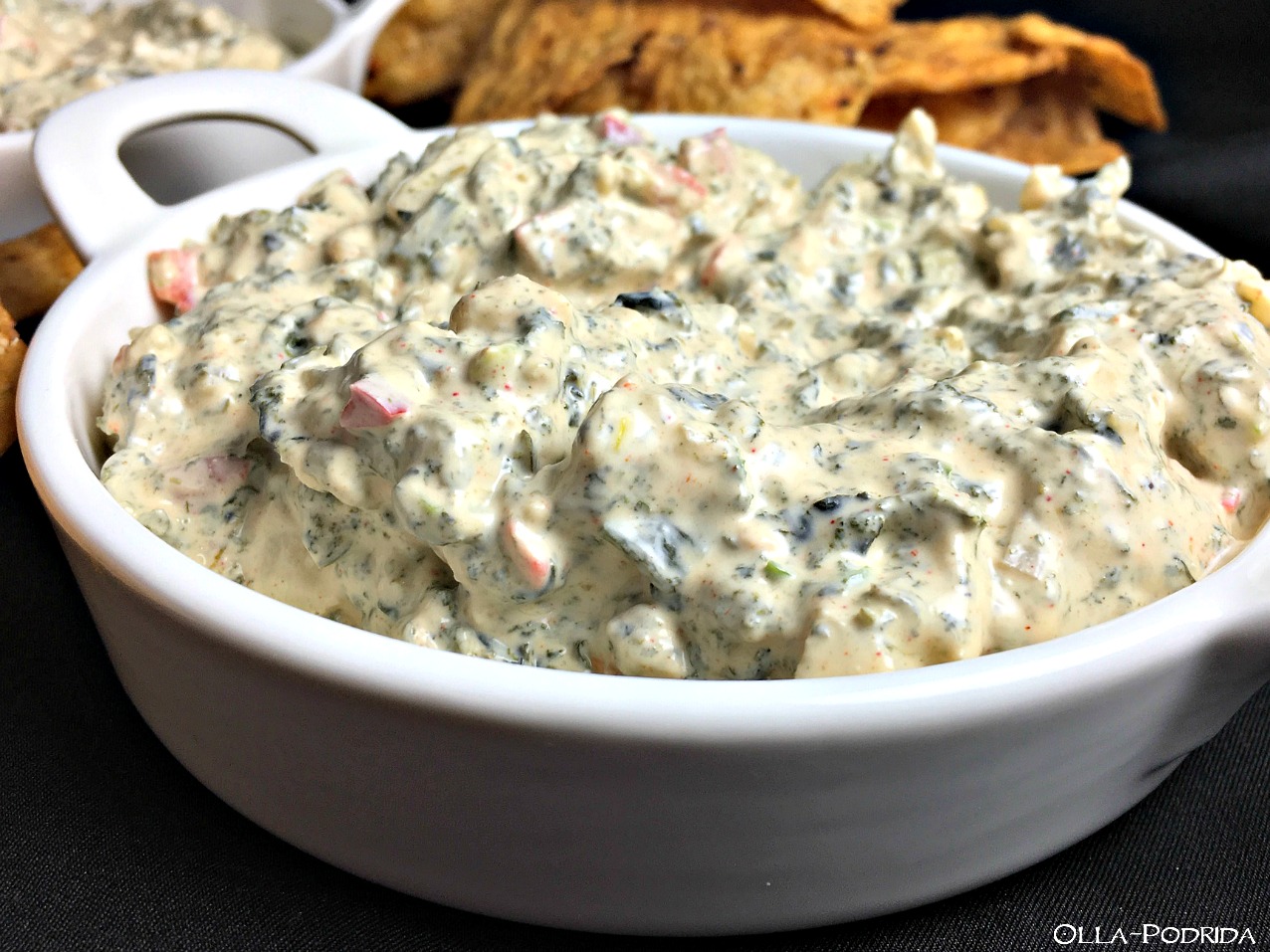 OllaPodrida Jicama Spinach Dip with Hearts of Palm