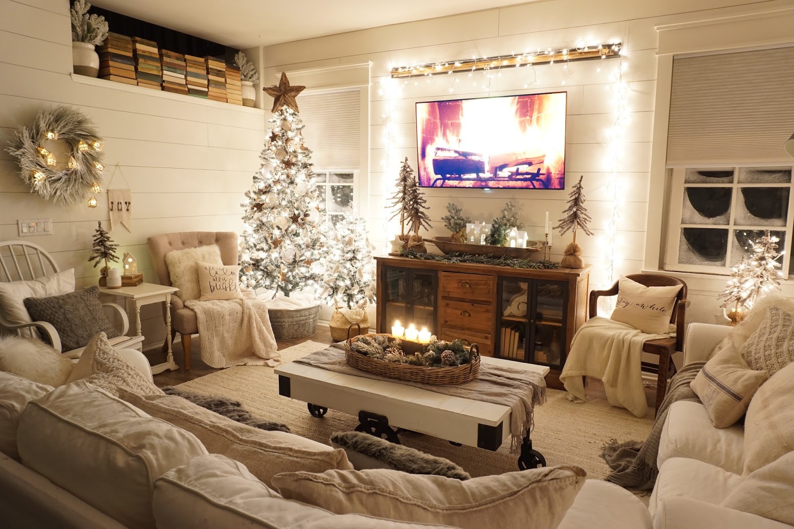 christmas living room night