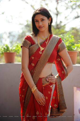 Actress Tanvi Vyas Hot Saree Side View Navel Photos -9167