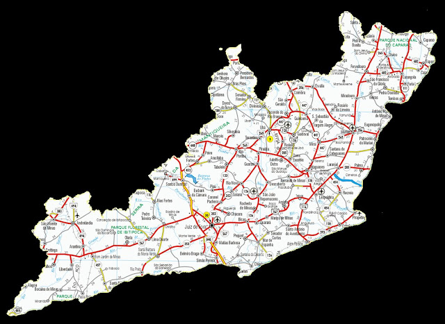 Mapa da região da Mata - Minas Gerais