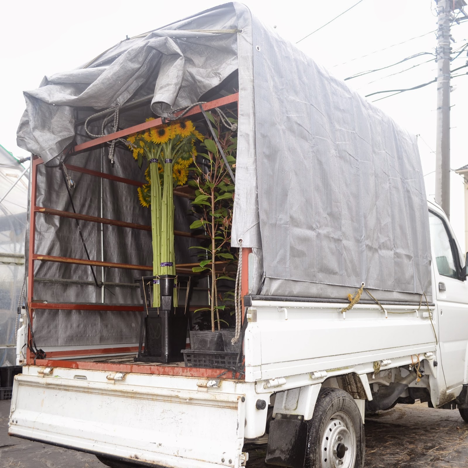 有限会社加島工業 製作実績 軽トラック荷台 生花運搬用の棚