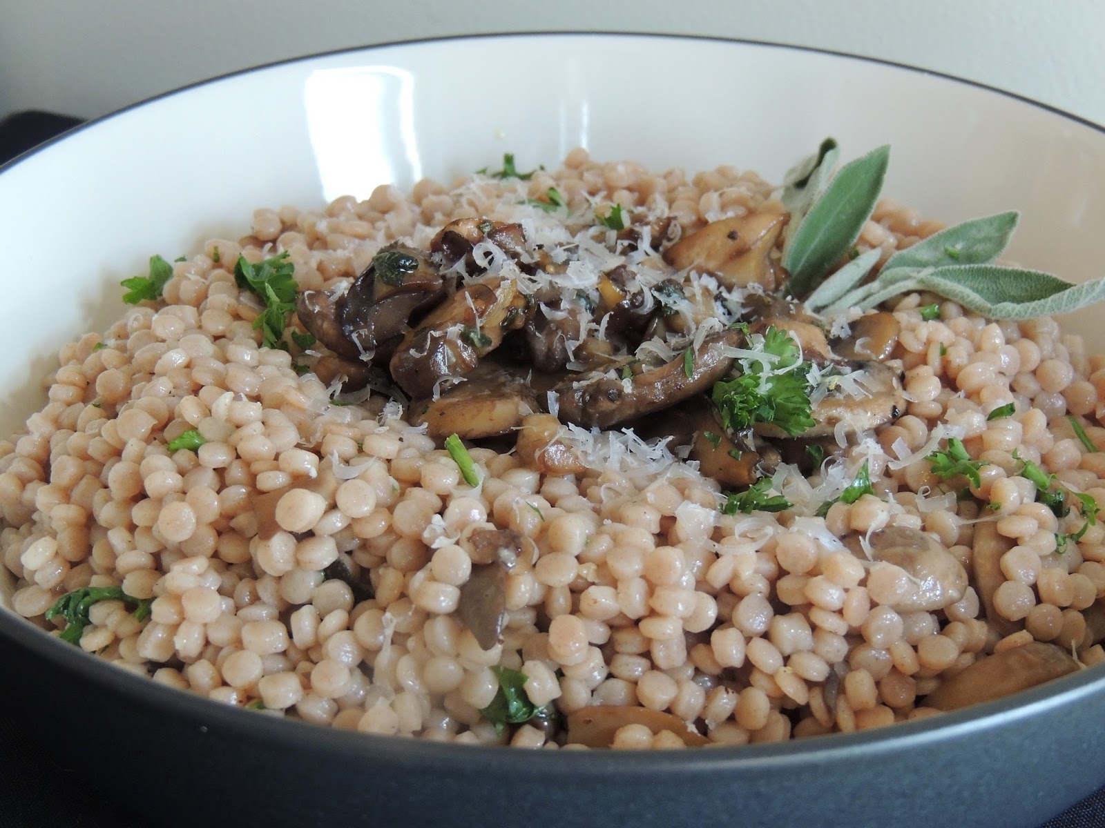 Gas Stove Girl Pearl Cous Cous with Caramelized Mushrooms and Sage