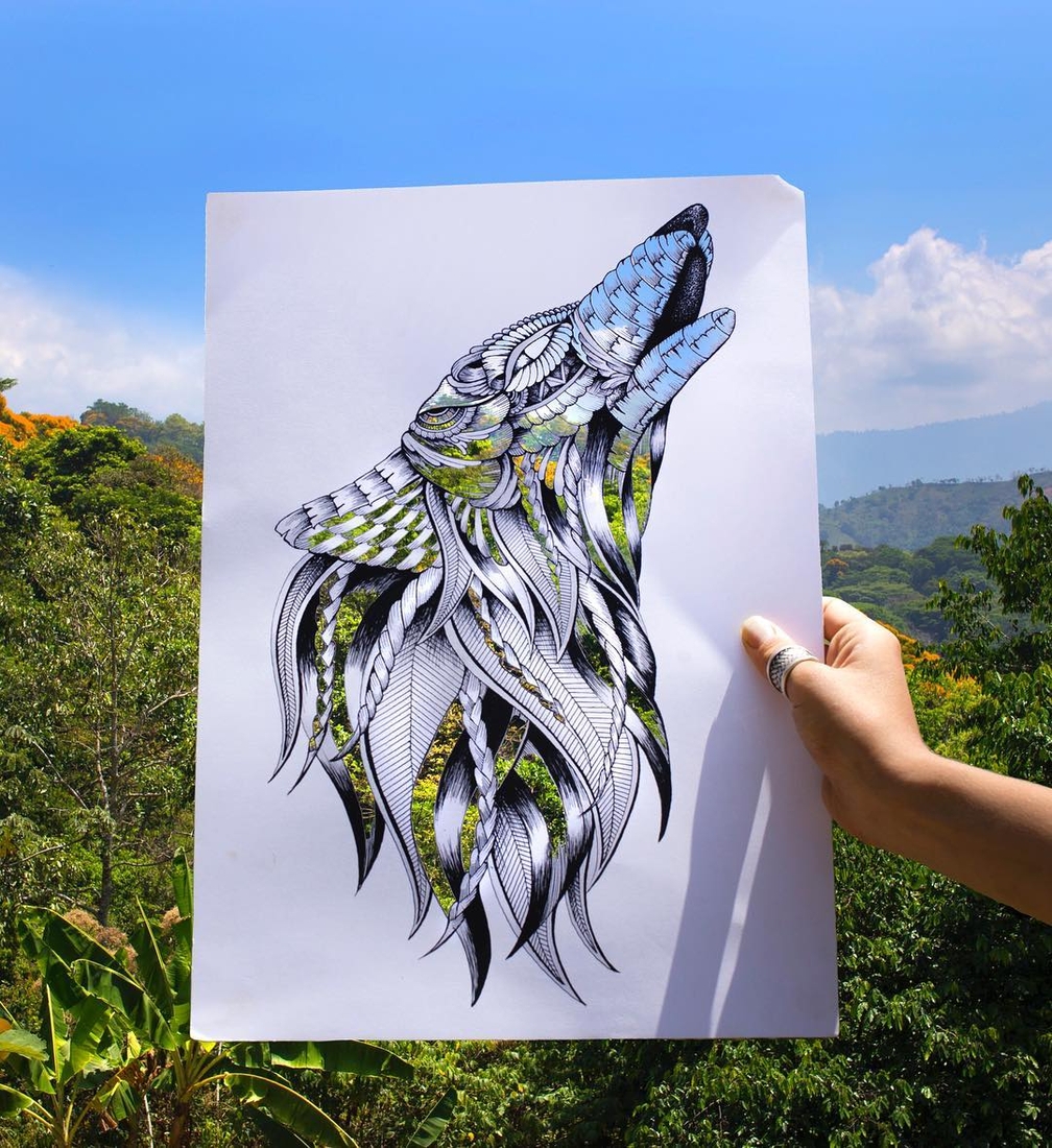 11-Howling-Wolf-Faye-Halliday-Animal-Drawings-and-Mandalas-www-designstack-co